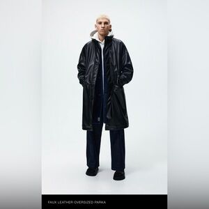 Zara Men’s; Faux Leather oversized Parka